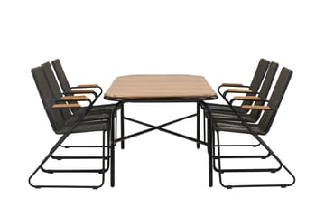 Holmbeck Matgrupp Utomhus 200 cm + 6 st Bois Karmstolar - Svart/Brun - Utemöbler & utemiljö - Utegrupp - Matgrupp utomhus