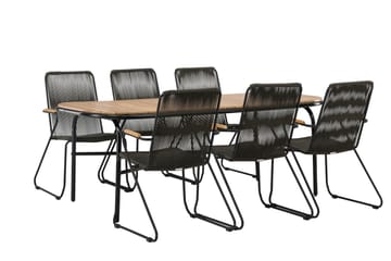 Holmbeck Matgrupp Utomhus 200 cm + 6 st Bois Karmstolar - Svart/Brun - Utemöbler & utemiljö - Utegrupp - Matgrupp utomhus