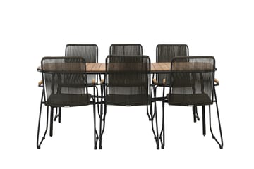Holmbeck Matgrupp Utomhus 200 cm + 6 st Bois Karmstolar - Svart/Brun - Utemöbler & utemiljö - Utegrupp - Matgrupp utomhus