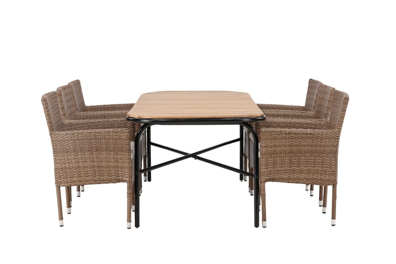 Holmbeck Matgrupp Utomhus 200 cm + 6 st Malina Karmstolar - Brun - Utemöbler & utemiljö - Utegrupp - Matgrupp utomhus