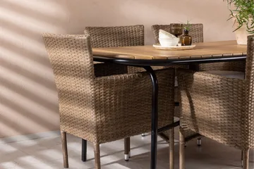 Holmbeck Matgrupp Utomhus 200 cm + 6 st Malina Karmstolar - Brun - Utemöbler & utemiljö - Utegrupp - Matgrupp utomhus