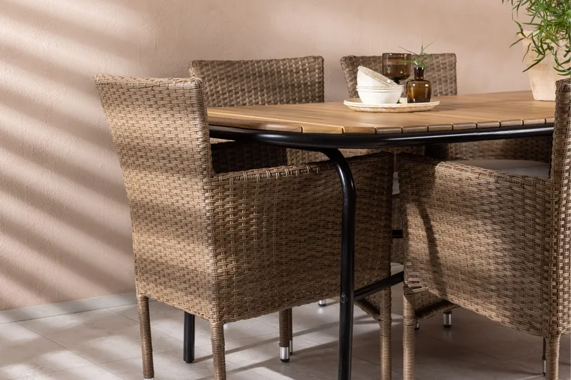 Holmbeck Matgrupp Utomhus 200 cm + 6 st Malina Karmstolar - Brun - Utemöbler & utemiljö - Utegrupp - Matgrupp utomhus