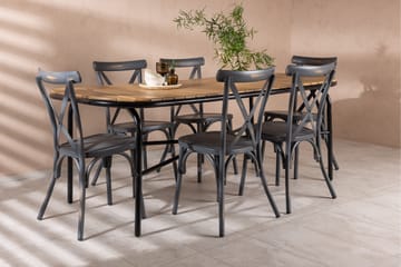 Holmbeck Matgrupp Utomhus 200 cm + 6 st Tablas Matstolar - Brun/Mörkgrå - Utemöbler & utemiljö - Utegrupp - Matgrupp utomhus