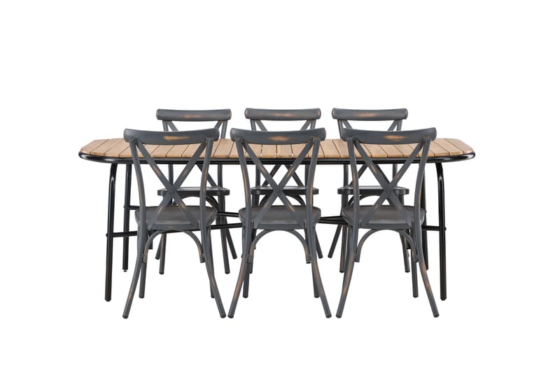 Holmbeck Matgrupp Utomhus 200 cm + 6 st Tablas Matstolar - Brun/Mörkgrå - Utemöbler & utemiljö - Utegrupp - Matgrupp utomhus