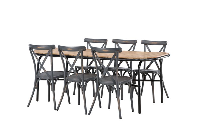 Holmbeck Matgrupp Utomhus 200 cm + 6 st Tablas Matstolar - Brun/Mörkgrå - Utemöbler & utemiljö - Utegrupp - Matgrupp utomhus