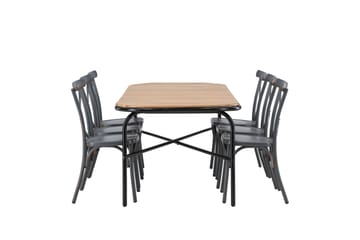 Holmbeck Matgrupp Utomhus 200 cm + 6 st Tablas Matstolar - Brun/Mörkgrå - Utemöbler & utemiljö - Utegrupp - Matgrupp utomhus