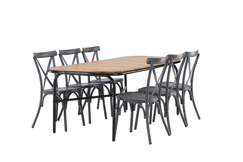 Holmbeck Matgrupp Utomhus 200 cm + 6 st Tablas Matstolar - Brun/Mörkgrå - Utemöbler & utemiljö - Utegrupp - Matgrupp utomhus