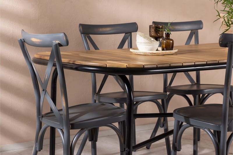 Holmbeck Matgrupp Utomhus 200 cm + 6 st Tablas Matstolar - Brun/Mörkgrå - Utemöbler & utemiljö - Utegrupp - Matgrupp utomhus