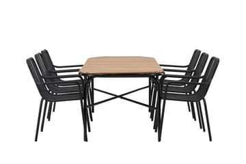 Holmbeck Matgrupp Utomhus 200 cm + 6 st Peking Karmstolar - Svart/Brun - Utemöbler & utemiljö - Utegrupp - Matgrupp utomhus