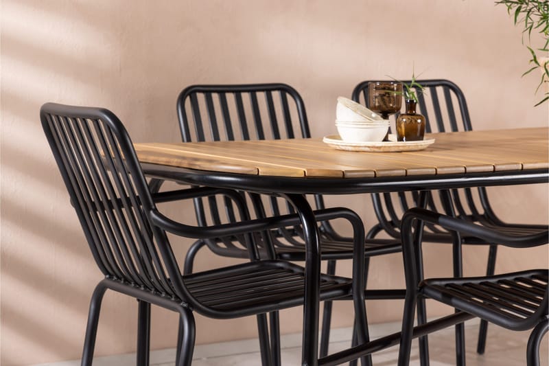 Holmbeck Matgrupp Utomhus 200 cm + 6 st Peking Karmstolar - Svart/Brun - Utemöbler & utemiljö - Utegrupp - Matgrupp utomhus