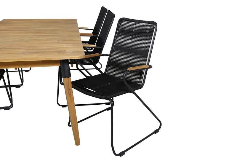 Julian Matgrupp 210cm + 6 Bois Karmstolar Svart/Grå - Svart/Grå - Utemöbler & utemiljö - Utegrupp - Matgrupp utomhus