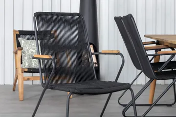 Julian Matgrupp 210cm + 6 Bois Karmstolar Svart/Grå - Svart/Grå - Utemöbler & utemiljö - Utegrupp - Matgrupp utomhus