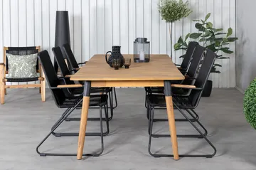 Julian Matgrupp 210cm + 6 Bois Karmstolar Svart/Grå - Svart/Grå - Utemöbler & utemiljö - Utegrupp - Matgrupp utomhus