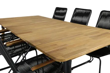 Julian Matgrupp 210cm + 6 Bois Karmstolar Svart/Grå - Svart/Grå - Utemöbler & utemiljö - Utegrupp - Matgrupp utomhus