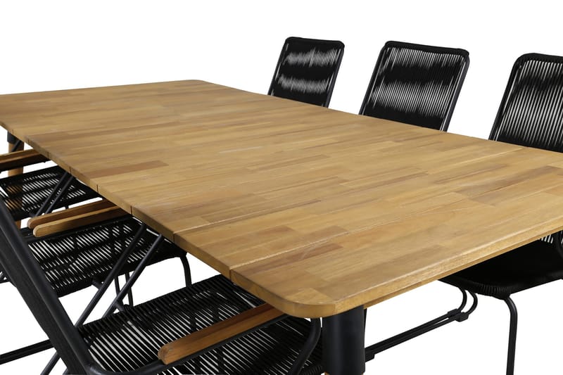 Julian Matgrupp 210cm + 6 Bois Karmstolar Svart/Grå - Svart/Grå - Utemöbler & utemiljö - Utegrupp - Matgrupp utomhus