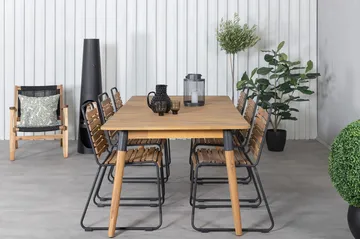 Julian Matgrupp 210cm + 6 Bois Matstolar Svart/Grå - Svart/Grå - Utemöbler & utemiljö - Utegrupp - Matgrupp utomhus