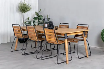 Julian Matgrupp 210cm + 6 Bois Matstolar Svart/Grå - Svart/Grå - Utemöbler & utemiljö - Utegrupp - Matgrupp utomhus