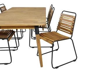 Julian Matgrupp 210cm + 6 Bois Matstolar Svart/Grå - Svart/Grå - Utemöbler & utemiljö - Utegrupp - Matgrupp utomhus