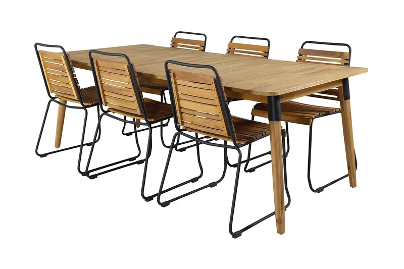 Julian Matgrupp 210cm + 6 Bois Matstolar Svart/Grå - Svart/Grå - Utemöbler & utemiljö - Utegrupp - Matgrupp utomhus