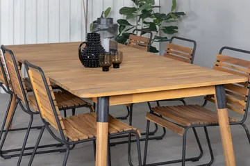 Julian Matgrupp 210cm + 6 Bois Matstolar Svart/Grå - Svart/Grå - Utemöbler & utemiljö - Utegrupp - Matgrupp utomhus