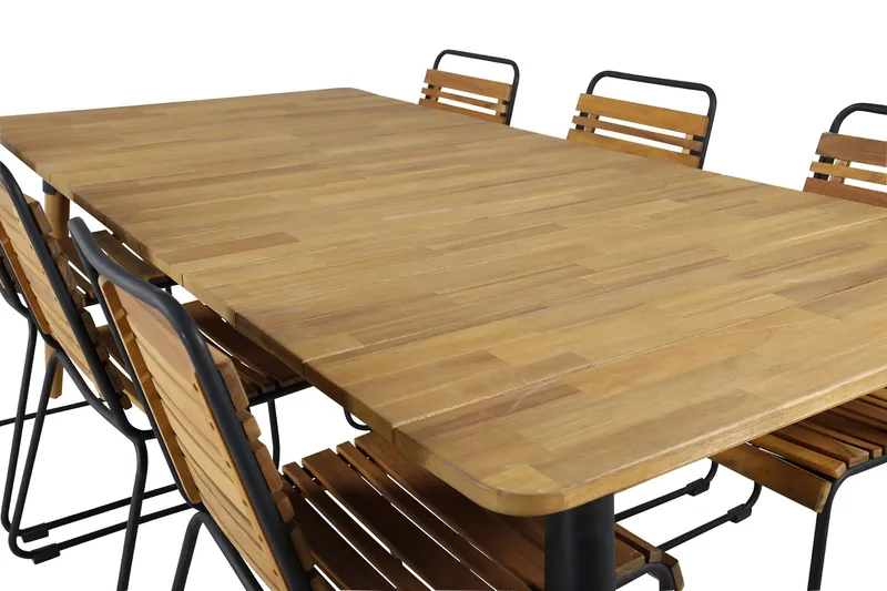 Julian Matgrupp 210cm + 6 Bois Matstolar Svart/Grå - Svart/Grå - Utemöbler & utemiljö - Utegrupp - Matgrupp utomhus