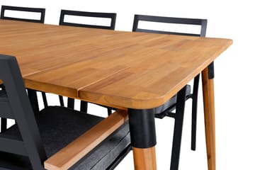 Julian Matgrupp 210cm + 6 Brasilia Karmstolar Svart/Grå - Svart/Grå - Utemöbler & utemiljö - Utegrupp - Matgrupp utomhus