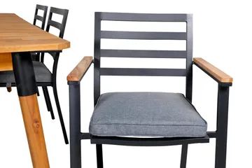 Julian Matgrupp 210cm + 6 Brasilia Karmstolar Svart/Grå - Svart/Grå - Utemöbler & utemiljö - Utegrupp - Matgrupp utomhus