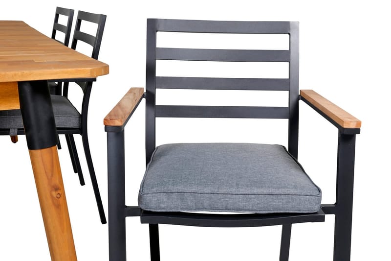 Julian Matgrupp 210cm + 6 Brasilia Karmstolar Svart/Grå - Svart/Grå - Utemöbler & utemiljö - Utegrupp - Matgrupp utomhus