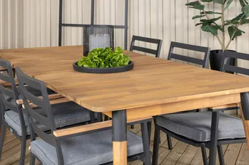 Julian Matgrupp 210cm + 6 Brasilia Karmstolar Svart/Grå - Svart/Grå - Utemöbler & utemiljö - Utegrupp - Matgrupp utomhus