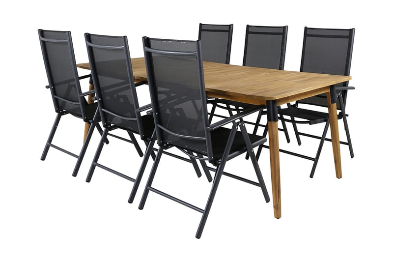 Julian Matgrupp 210cm + 6 Break Positionsstolar Svart - Svart - Utemöbler & utemiljö - Utegrupp - Matgrupp utomhus