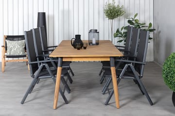 Julian Matgrupp 210cm + 6 Break Positionsstolar Svart - Svart - Utemöbler & utemiljö - Utegrupp - Matgrupp utomhus