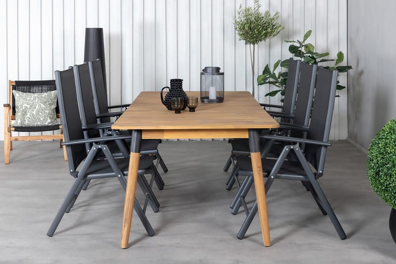 Julian Matgrupp 210cm + 6 Break Positionsstolar Svart - Svart - Utemöbler & utemiljö - Utegrupp - Matgrupp utomhus