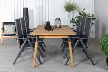 Julian Matgrupp 210cm + 6 Break Positionsstolar Svart - Svart - Utemöbler & utemiljö - Utegrupp - Matgrupp utomhus