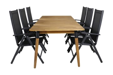 Julian Matgrupp 210cm + 6 Break Positionsstolar Svart - Svart - Utemöbler & utemiljö - Utegrupp - Matgrupp utomhus