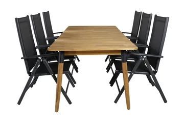 Julian Matgrupp 210cm + 6 Break Positionsstolar Svart - Svart - Utemöbler & utemiljö - Utegrupp - Matgrupp utomhus