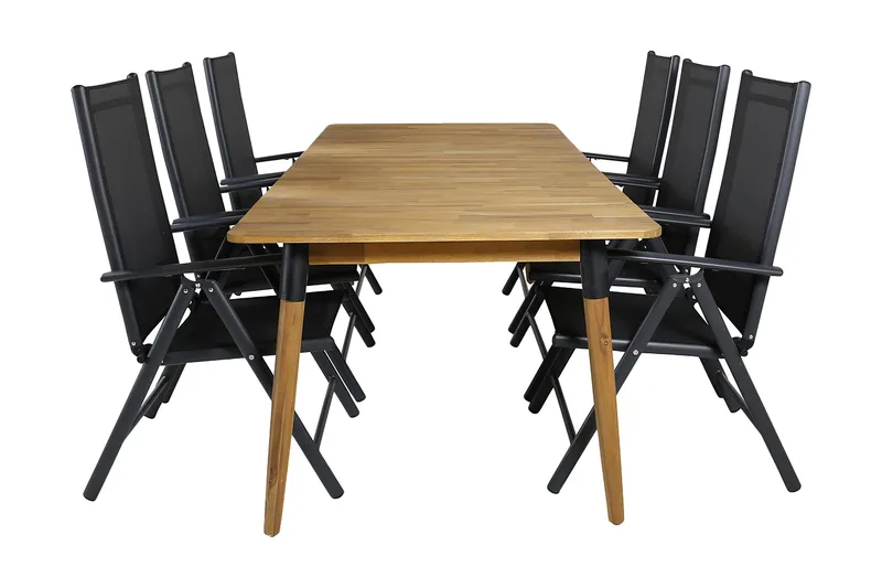 Julian Matgrupp 210cm + 6 Break Positionsstolar Svart, Svart