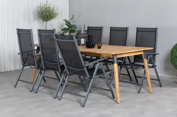 Julian Matgrupp 210cm + 6 Break Positionsstolar Svart - Svart - Utemöbler & utemiljö - Utegrupp - Matgrupp utomhus