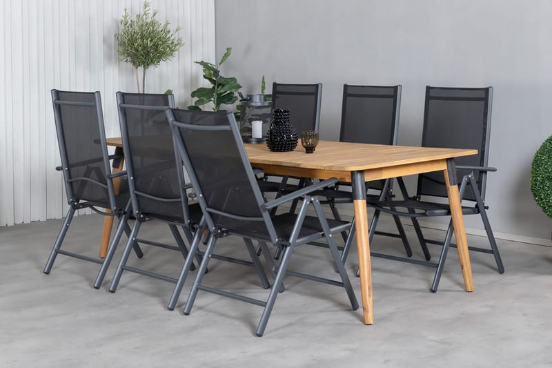 Julian Matgrupp 210cm + 6 Break Positionsstolar Svart - Svart - Utemöbler & utemiljö - Utegrupp - Matgrupp utomhus