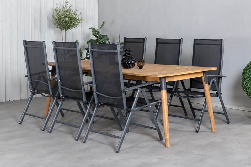 Julian Matgrupp 210cm + 6 Break Positionsstolar Svart - Svart - Utemöbler & utemiljö - Utegrupp - Matgrupp utomhus