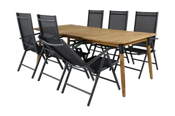 Julian Matgrupp 210cm + 6 Break Positionsstolar Svart - Svart - Utemöbler & utemiljö - Utegrupp - Matgrupp utomhus