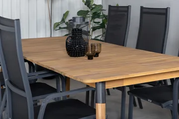 Julian Matgrupp 210cm + 6 Copacabana Reclinerstolar Svart/Br - Svart/Brun - Utemöbler & utemiljö - Utegrupp - Matgrupp utomhus