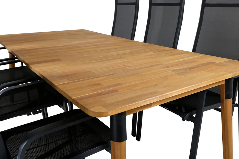 Julian Matgrupp 210cm + 6 Copacabana Reclinerstolar Svart/Br - Svart/Brun - Utemöbler & utemiljö - Utegrupp - Matgrupp utomhus