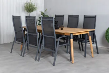 Julian Matgrupp 210cm + 6 Copacabana Reclinerstolar Svart/Br - Svart/Brun - Utemöbler & utemiljö - Utegrupp - Matgrupp utomhus