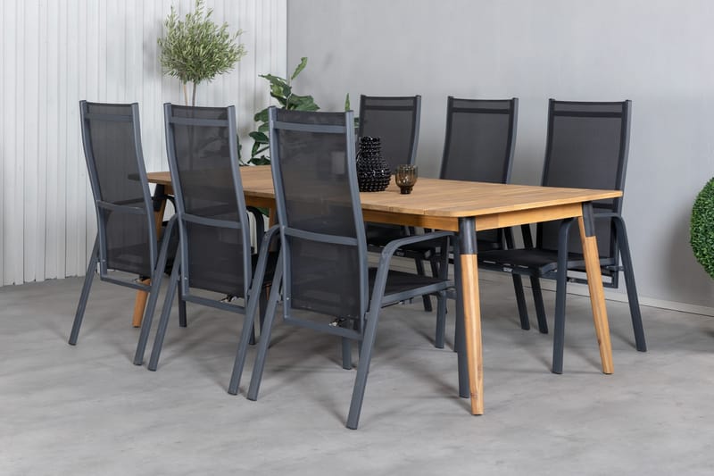 Julian Matgrupp 210cm + 6 Copacabana Reclinerstolar Svart/Br - Svart/Brun - Utemöbler & utemiljö - Utegrupp - Matgrupp utomhus