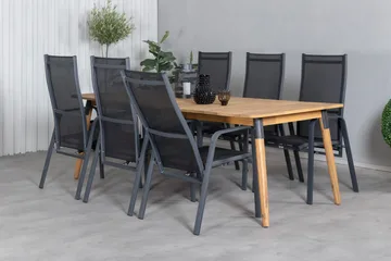 Julian Matgrupp 210cm + 6 Copacabana Reclinerstolar Svart/Br - Svart/Brun - Utemöbler & utemiljö - Utegrupp - Matgrupp utomhus