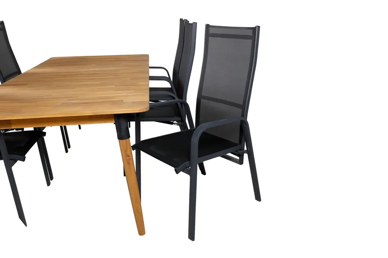 Julian Matgrupp 210cm + 6 Copacabana Reclinerstolar Svart/Br - Svart/Brun - Utemöbler & utemiljö - Utegrupp - Matgrupp utomhus