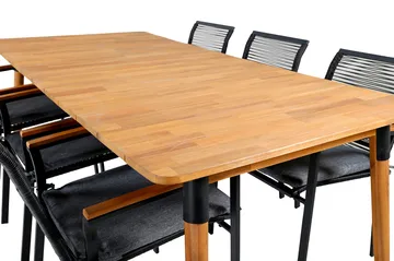 Julian Matgrupp 210cm + 6 Dallas Matstolar Svart/natur - Svart/Natur - Utemöbler & utemiljö - Utegrupp - Matgrupp utomhus