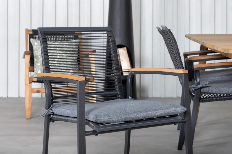 Julian Matgrupp 210cm + 6 Dallas Matstolar Svart/natur - Svart/Natur - Utemöbler & utemiljö - Utegrupp - Matgrupp utomhus