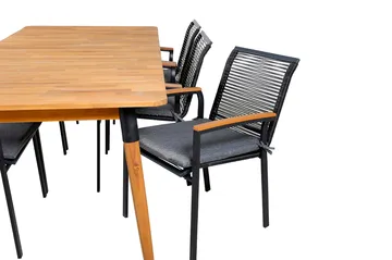 Julian Matgrupp 210cm + 6 Dallas Matstolar Svart/natur - Svart/Natur - Utemöbler & utemiljö - Utegrupp - Matgrupp utomhus