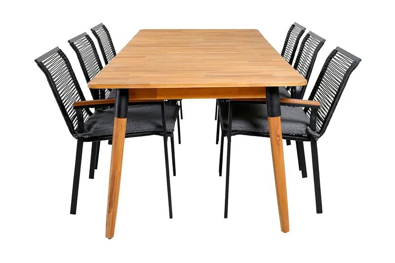 Julian Matgrupp 210cm + 6 Dallas Matstolar Svart/natur, Svart/Natur